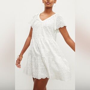 NWOT Velvet by Graham & Spencer Wynette Embroidered Cotton Eyelet Dress White L